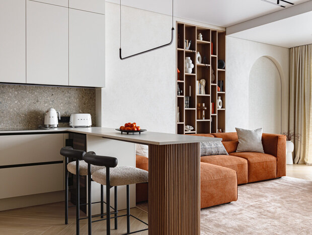 Фотография: Кухня и столовая в стиле Современный, Квартира, Проект дня, Сочи, 2 комнаты, 60-90 метров, современный/минимализм – фото на INMYROOM