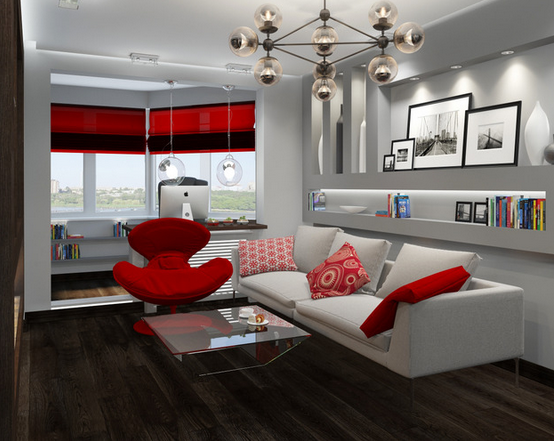 Фотография: Гостиная в стиле Современный, Хай-тек, Балкон, Кабинет, Скандинавский, Эклектика, Малогабаритная квартира, Квартира, Россия, Планировки, Мебель и свет, Советы, Белый, Минимализм, Перепланировка, Москва, Красный, Илья Хомяков, Бежевый, Желтый, Серый, Коричневый, Эко, Подмосковье, Филипп Шутов, Екатерина Шутова, Екатерина Доброва, Евгения Апалькова, Светлана Хомякова – фото на INMYROOM