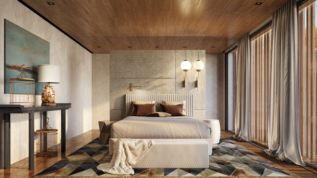 Фотография: Спальня в стиле Современный, Эко, Дом, Проект недели, Олеся Ситникова, Арх.ПРЕДМЕТ, Подмосковье, Дом и дача – фото на INMYROOM