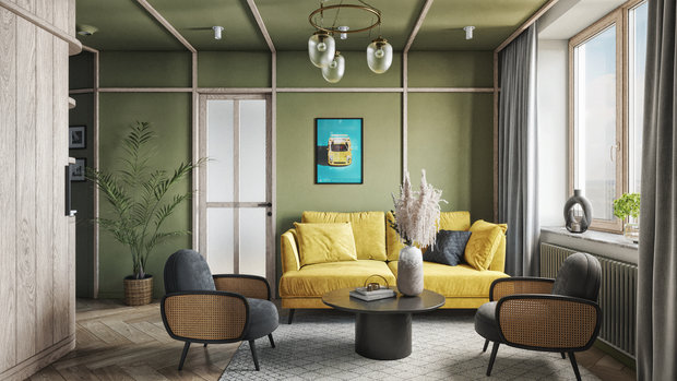 Фотография: Гостиная в стиле Современный, Эклектика, Квартира, Проект недели, Москва, ToTaste Studio, 4 и больше, Более 90 метров – фото на INMYROOM