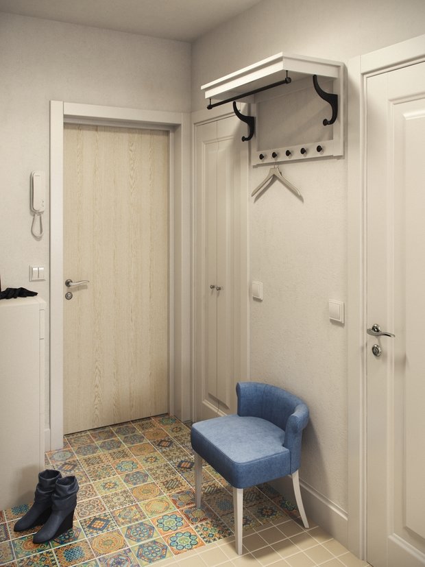 Фотография: Прихожая в стиле Скандинавский, Минимализм, Квартира, Россия, Белый, Проект недели, Бежевый, Серый, Коричневый, SLV, ИКЕА, как обустроить однушку, Hansgrohe, Новая Москва, Никита Зуб, Metro, Vives, Secro Design, Top Cer, Satelliet, планировка однокомнатной квартиры в П-43, П-43, идеи для декора однушки, однушка в скандинавском стиле – фото на INMYROOM