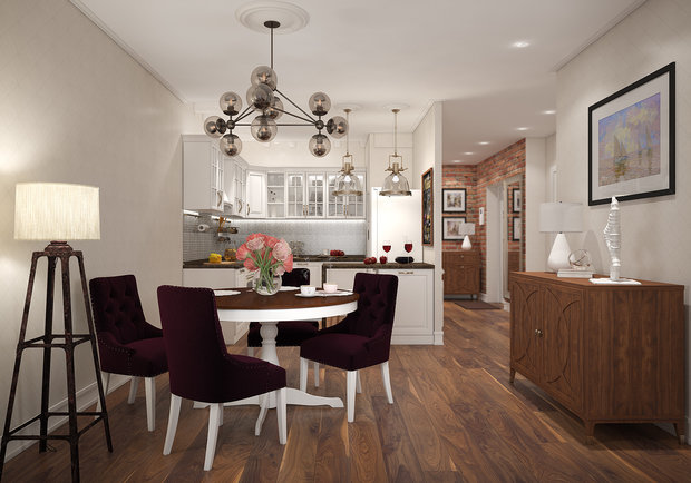 Фотография: Кухня и столовая в стиле Прованс и Кантри, Лофт, Современный, Квартира, Проект недели, Москва, Студия 3.14, Тимур Абдрахманов, Ирина Леготкина, новостройка, Монолитный дом, 3 комнаты, 60-90 метров – фото на INMYROOM