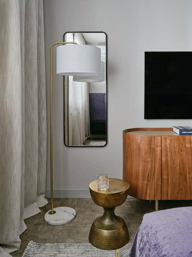 Фотография: Спальня в стиле Современный, Восточный, Эклектика, Винтажный, Квартира, Проект недели, Москва, Панельный дом, 2 комнаты, 40-60 метров, Анна Тарасова – фото на INMYROOM