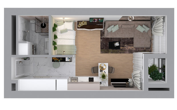 Фото из портфолио КВАРТИРА В ЖК ЛАЙНЕР, 32 КВ.М – фотографии дизайна интерьеров на INMYROOM