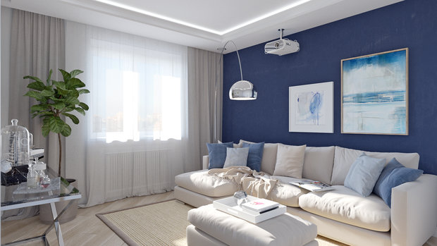 Фотография: Гостиная в стиле Современный, Квартира, Проект недели, Санкт-Петербург, Светлана Гаврилова, новостройка, Монолитный дом, 3 комнаты, Более 90 метров – фото на INMYROOM