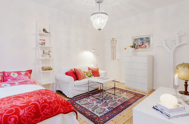 Фотография: Гостиная в стиле Скандинавский, Малогабаритная квартира, Квартира, Швеция, Дома и квартиры – фото на INMYROOM