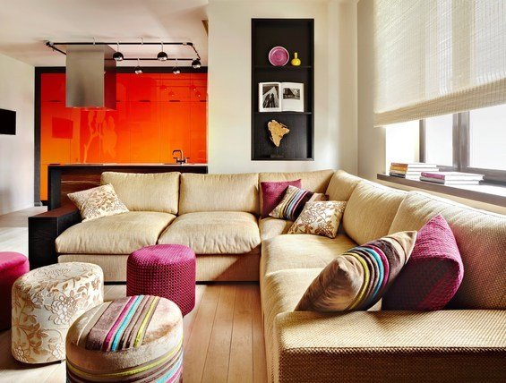 Фотография: Гостиная в стиле Современный, Минимализм, Квартира, Цвет в интерьере, Дома и квартиры – фото на INMYROOM