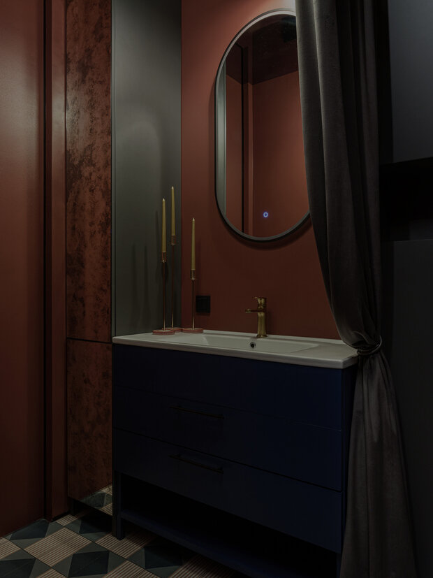 Фотография: Ванная в стиле Современный, Эклектика, Квартира, Проект дня, Москва, Монолитный дом, 2 комнаты, 40-60 метров, Мария Синельникова – фото на INMYROOM