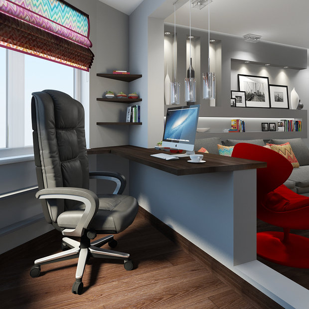 Фотография: Кабинет в стиле Современный, Балкон, Скандинавский, Эклектика, Малогабаритная квартира, Квартира, Россия, Планировки, Мебель и свет, Советы, Белый, Минимализм, Перепланировка, Москва, Красный, Илья Хомяков, Бежевый, Желтый, Серый, Коричневый, Эко, Подмосковье, Филипп Шутов, Екатерина Шутова, Екатерина Доброва, Евгения Апалькова, Светлана Хомякова – фото на INMYROOM