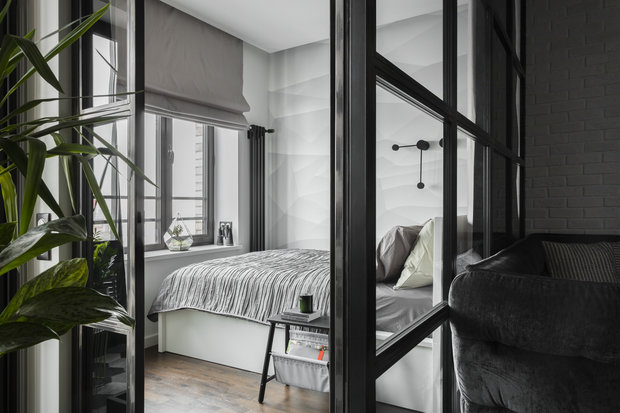Фотография: Спальня в стиле Лофт, Квартира, Студия, Проект недели, Москва, 1 комната, до 40 метров, 40-60 метров, Влада Загайнова – фото на INMYROOM
