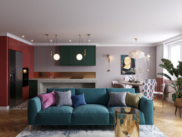 Фотография: Гостиная в стиле Современный, Эклектика, Квартира, Проект недели, Самара, 3 комнаты, Более 90 метров, Айгуль Султанова – фото на INMYROOM