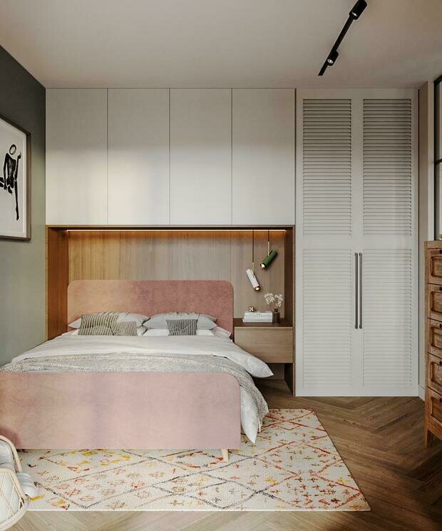 Фотография: Спальня в стиле Современный, Эклектика, Квартира, Проект недели, Санкт-Петербург, 2 комнаты, до 40 метров, 40-60 метров, Студия дизайна Максимаджи – фото на INMYROOM