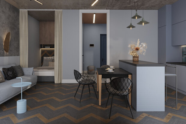 Фото из портфолио Жк Левел Причальный(лофт-студия) – фотографии дизайна интерьеров на INMYROOM