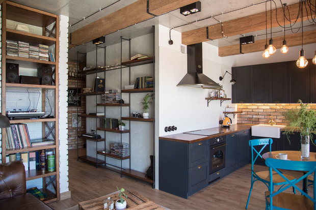 Фотография: Кухня и столовая в стиле Лофт, Квартира, Украина, Проект недели, Монолитный дом, 3 комнаты, 60-90 метров, Роман Луценко, Днепр – фото на INMYROOM