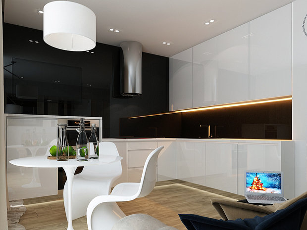 Фото из портфолио Бетон и глянец. Квартира для двоих – фотографии дизайна интерьеров на INMYROOM