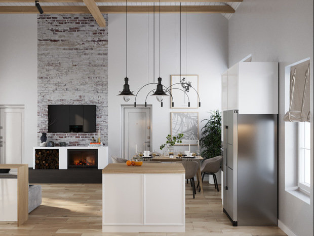 Фото из портфолио Гостиная комната из проекта загородного дома – фотографии дизайна интерьеров на INMYROOM