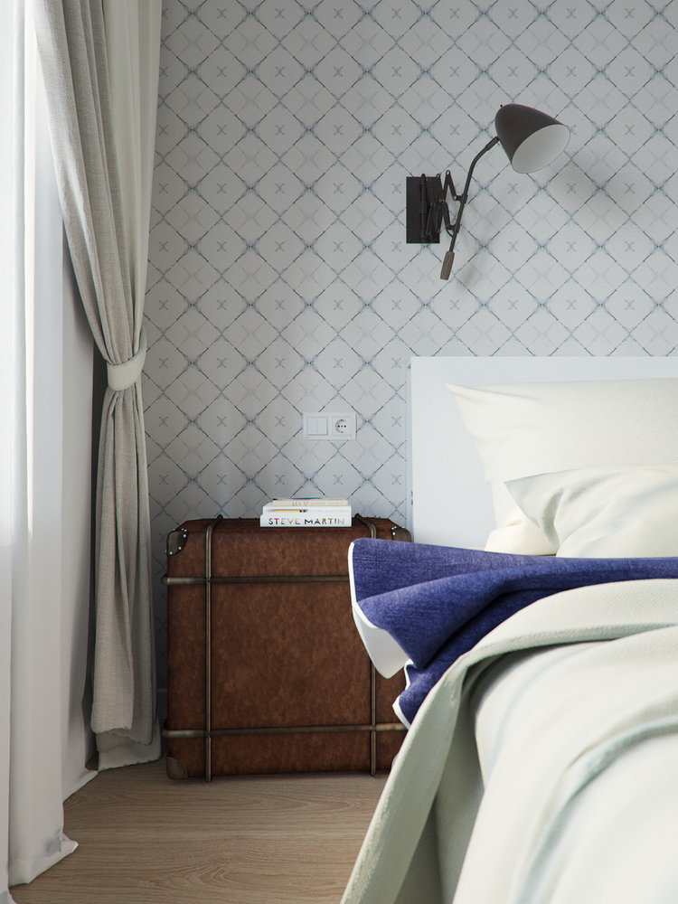 Фотография: Спальня в стиле Скандинавский, Квартира, Проект недели, Москва, Никита Зуб, Блочный дом, 3 комнаты, Дизайн-студия «Цуккини», 60-90 метров – фото на INMYROOM