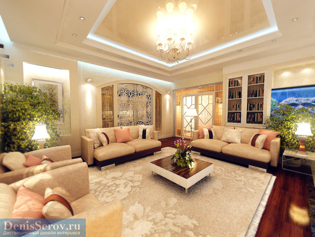 Фото из портфолио Гостиная в загородном доме в Уфе, современная классика – фотографии дизайна интерьеров на INMYROOM