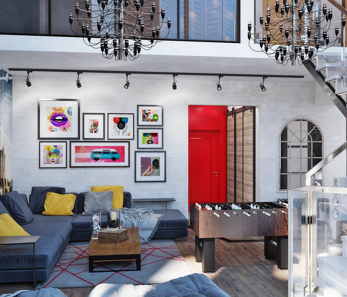 Фото из портфолио Гостиная в 2-этажных апартаментах в Москве – фотографии дизайна интерьеров на INMYROOM Фото из портфолио Гостиная в 2-этажных апартаментах в Москве – фотографии дизайна интерьеров на INMYROOM