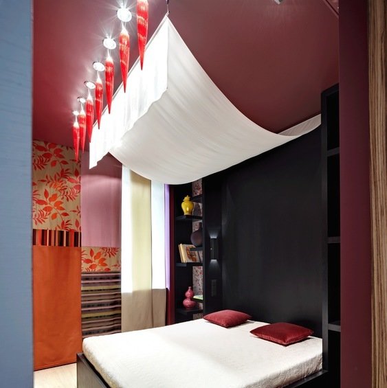 Фотография: Спальня в стиле Восточный, Квартира, Цвет в интерьере, Дома и квартиры – фото на INMYROOM