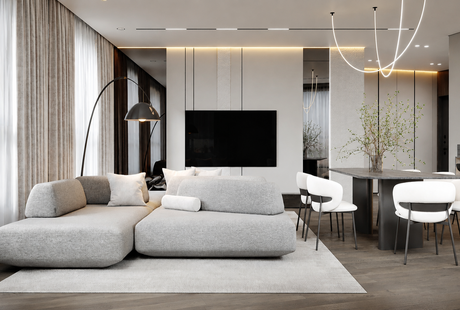 Дизайн интерьера квартиры в ЖК "Golden sity" в стиле монохромный минимализм