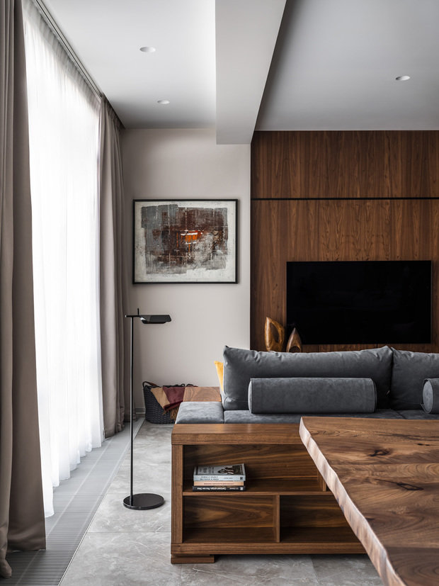 Фотография: Гостиная в стиле Современный, Минимализм, Квартира, Проект недели, Москва, Оксана Цымбалова, 4 и больше, Более 90 метров – фото на INMYROOM