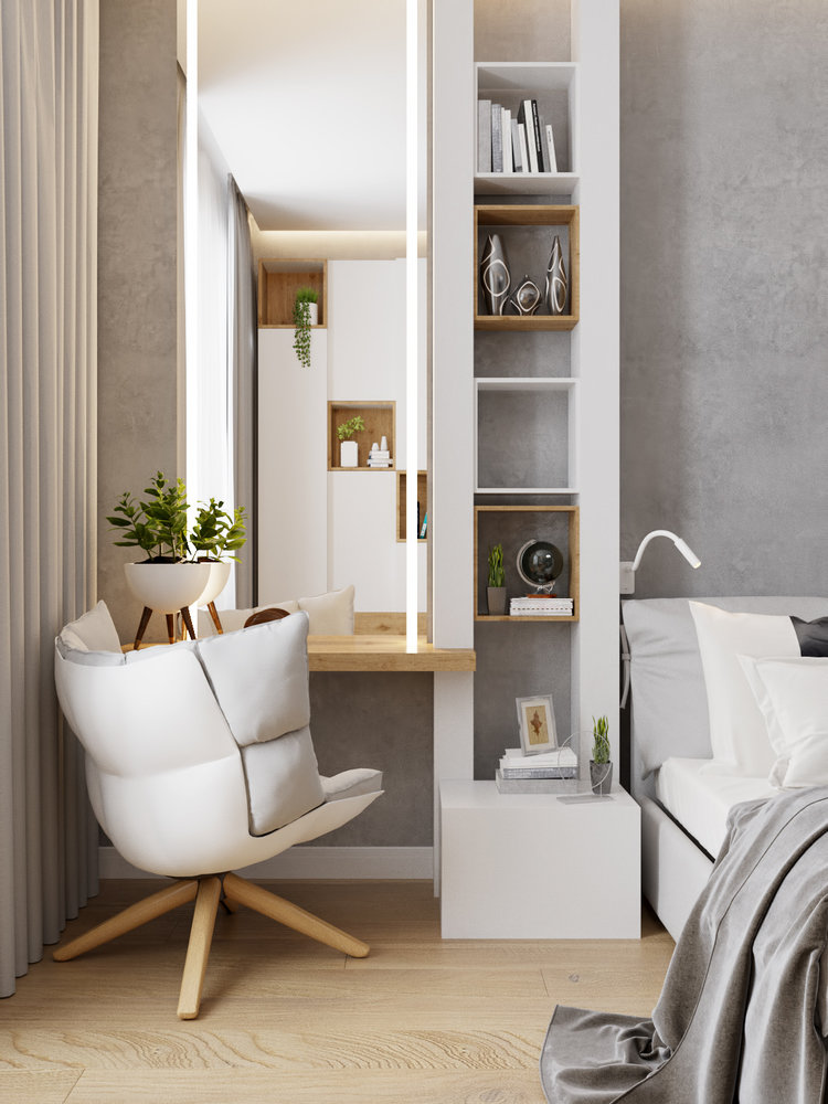 Фотография: Спальня в стиле Современный, Квартира, Проект недели, Санкт-Петербург, 2 комнаты, 60-90 метров, Монолитно-кирпичный, Кристина Перевышина – фото на INMYROOM Фотография: Спальня в стиле Современный, Квартира, Проект недели, Санкт-Петербург, 2 комнаты, 60-90 метров, Монолитно-кирпичный, Кристина Перевышина – фото на INMYROOM