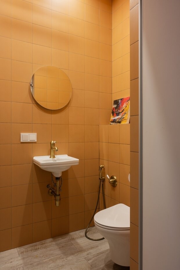 Фотография: Ванная в стиле Современный, Эклектика, Квартира, Проект недели, Москва, Монолитный дом, 3 комнаты, 60-90 метров, Варвара Филатова – фото на INMYROOM