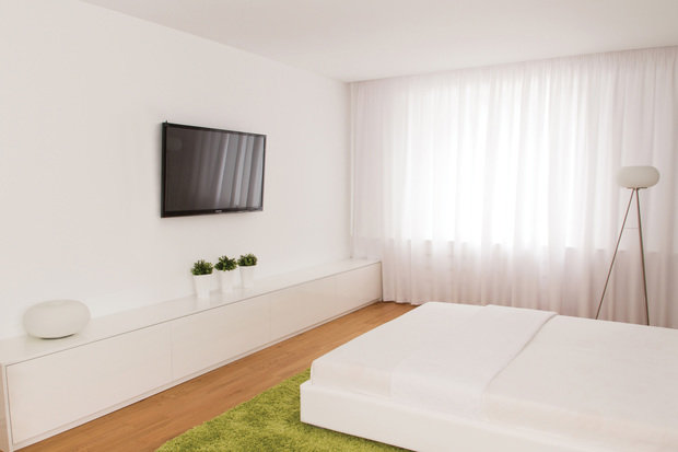 Фотография: Спальня в стиле Лофт, Современный, Квартира, Цвет в интерьере, Дома и квартиры, Белый, Минимализм, Проект недели – фото на INMYROOM