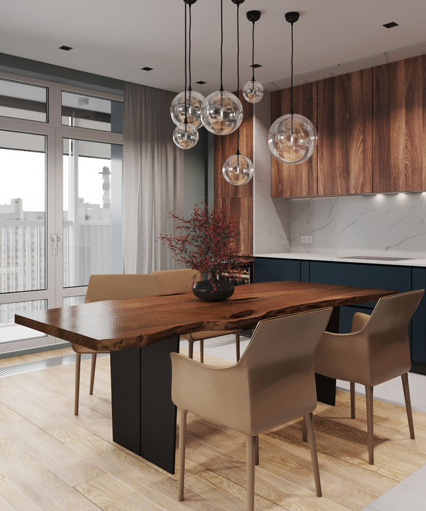 Фотография: Кухня и столовая в стиле Современный, Квартира, Проект недели, Санкт-Петербург, 2 комнаты, Более 90 метров, Ольга Мудрякова – фото на INMYROOM