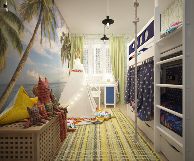 Фотография: Детская в стиле Скандинавский, Современный, Квартира, Проект недели, Московская область, Балашиха, новостройка, Монолитный дом, El Trento Design & Interior, 2 комнаты, 40-60 метров – фото на INMYROOM
