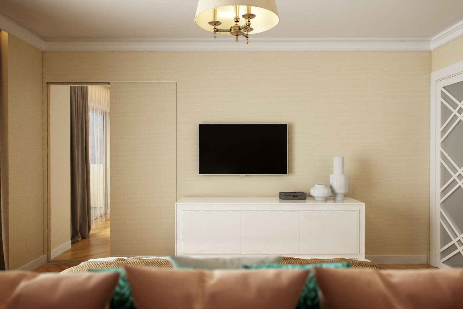 Фотография: Спальня в стиле Классический, Современный, Квартира, Проект недели, Сочи, Евгения Матвеенко, FlatsDesign, Монолитный дом, 3 комнаты, Более 90 метров – фото на INMYROOM