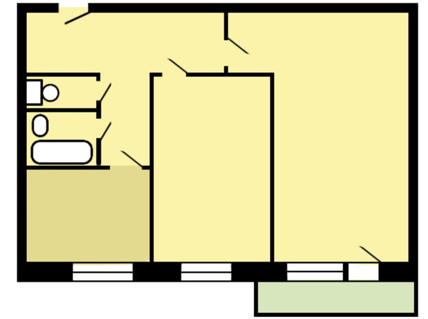Фотография: Планировки в стиле , Скандинавский, Современный, Квартира, Белый, Проект дня, Зеленый, Желтый, Серый, Герой InMyRoom, Хрущевка, 2 комнаты, 40-60 метров, 1-515/9м, Екатерина Вокина, Ольга Казанцева – фото на INMYROOM