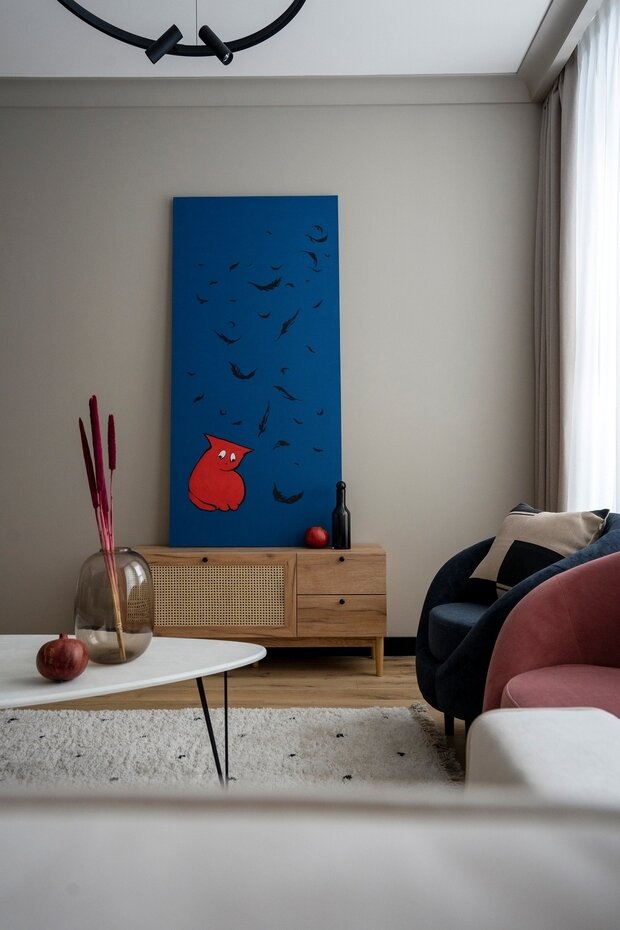 Фотография: Гостиная в стиле Современный, Минимализм, Квартира, Проект недели, Москва, Монолитный дом, 2 комнаты, 40-60 метров, Марина Членова – фото на INMYROOM