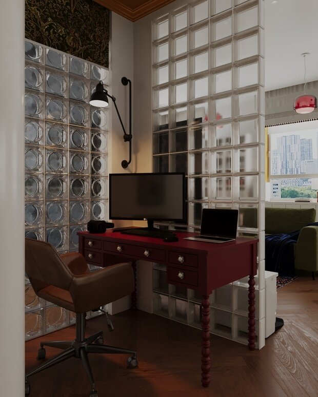 Фотография: Кабинет в стиле Современный, Эклектика, Квартира, Проект дня, Москва, 3 комнаты, 60-90 метров, Анастасия Струве – фото на INMYROOM