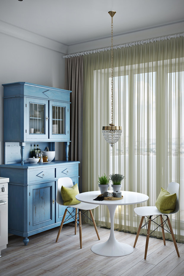 Фотография: Кухня и столовая в стиле Скандинавский, Квартира, Проект недели, 1 комната, до 40 метров, Ольга Буравкова, Монолитно-кирпичный, ЖК «Прима-Парк» – фото на INMYROOM