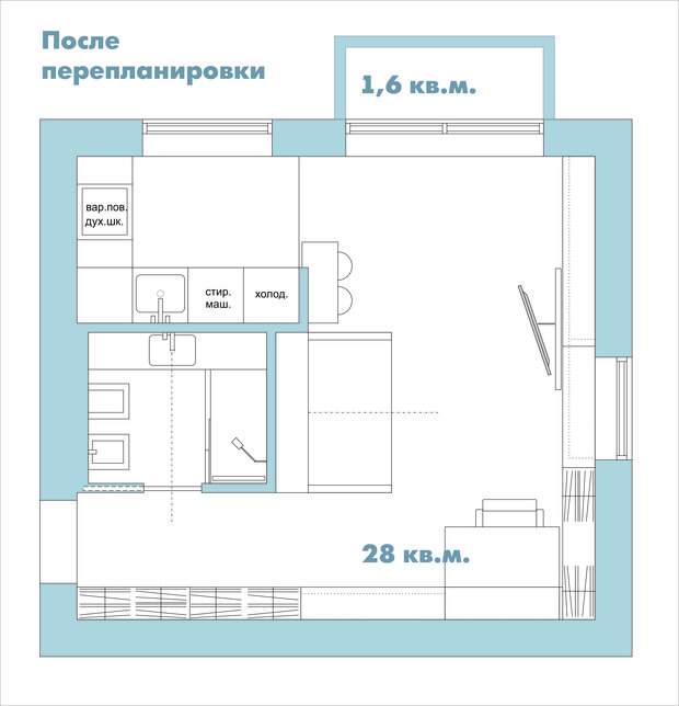 Фото из портфолио Проект однушки "Хрущформация" – фотографии дизайна интерьеров на INMYROOM