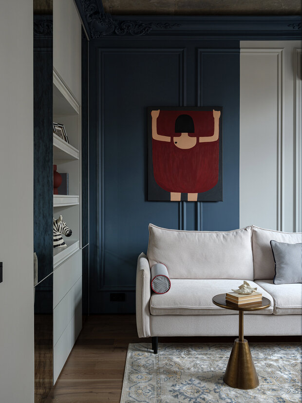 Фотография: Гостиная в стиле Современный, Эклектика, Квартира, Проект дня, Москва, Монолитный дом, 2 комнаты, 40-60 метров, Мария Синельникова – фото на INMYROOM