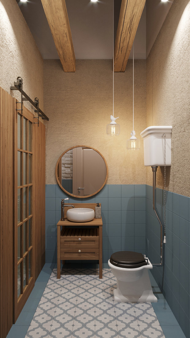 Фотография: Ванная в стиле Прованс и Кантри, Дом, Проект дня, Дом и дача, 3 комнаты, Более 90 метров, Астраханская область, Николай Рогожников, Антон Сорокин – фото на INMYROOM