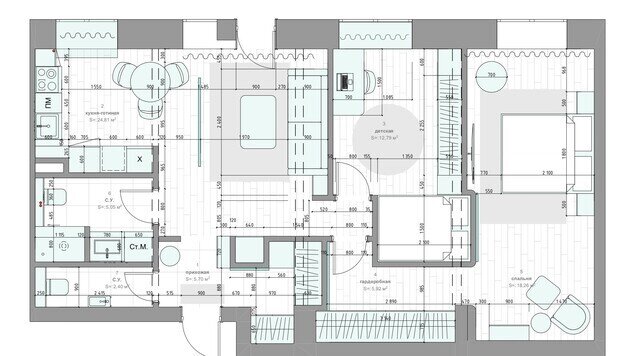 Фотография: Планировки в стиле , Эклектика, Квартира, Проект дня, Москва, Фрунзенская набережная, Сталинка, 3 комнаты, 60-90 метров, Анна Громова – фото на INMYROOM
