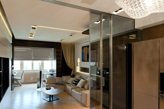 Фотография: Гостиная в стиле Современный, Хай-тек, Квартира, Дома и квартиры, Подсветка – фото на INMYROOM