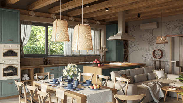 Фотография: Кухня и столовая в стиле Прованс и Кантри, Дом, Проект дня, Дом и дача, 3 комнаты, Более 90 метров, Астраханская область, Николай Рогожников, Антон Сорокин – фото на INMYROOM