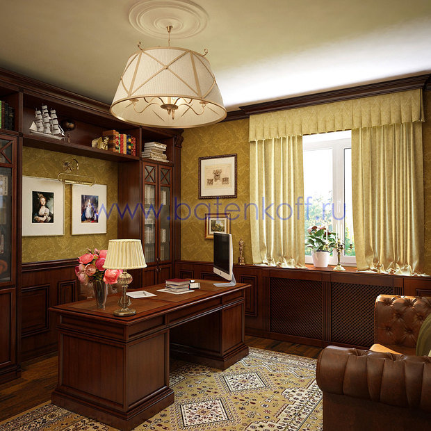 Фото из портфолио Дизайн проект классического кабинета в доме в Сысерти – фотографии дизайна интерьеров на InMyRoom.ru