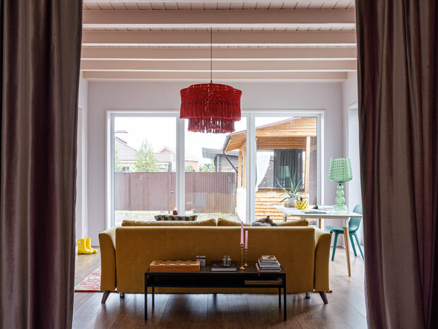 Фотография: Гостиная в стиле Современный, Эклектика, Дом, Проект дня, Дом и дача, Кирпичный дом, 60-90 метров, Уфа – фото на INMYROOM