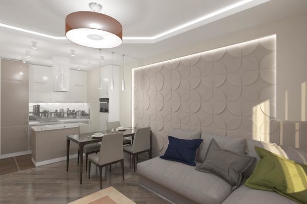 Фото из портфолио Гостиная-кухня-столовая – фотографии дизайна интерьеров на INMYROOM