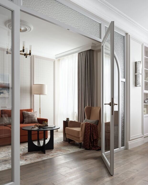 Фотография: Гостиная в стиле Классический, Современный, Эклектика, Квартира, Проект дня, 3 комнаты, 60-90 метров, Монолитно-кирпичный – фото на INMYROOM