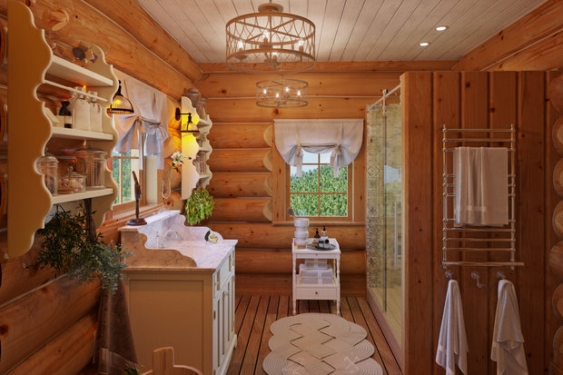 Фотография: Ванная в стиле Прованс и Кантри, Проект недели, Дача, Подмосковье, Юлия Соловьева, Более 90 метров – фото на INMYROOM