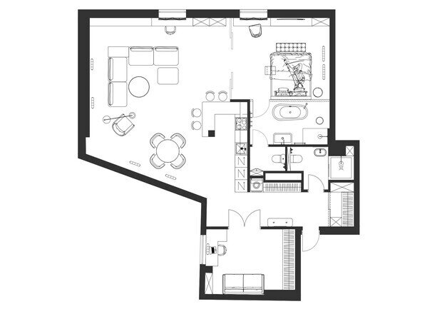 Фотография: Планировки в стиле , Современный, Квартира, Проект дня, Санкт-Петербург, Кирпичный дом, 3 комнаты, Более 90 метров, Елена Булович – фото на INMYROOM