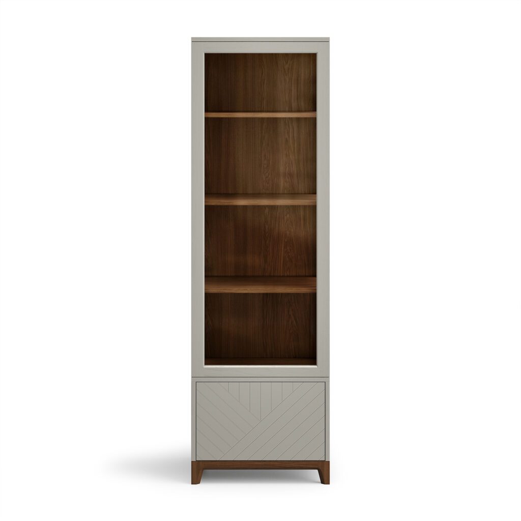 Узкий шкаф-витрина Case CS161 серо-бежевого цвета