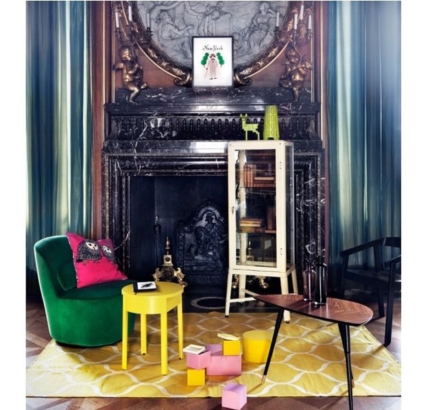 Фотография: Гостиная в стиле Эклектика, Декор интерьера, Декор дома, Цвет в интерьере, IKEA, Зеленый, Желтый – фото на INMYROOM